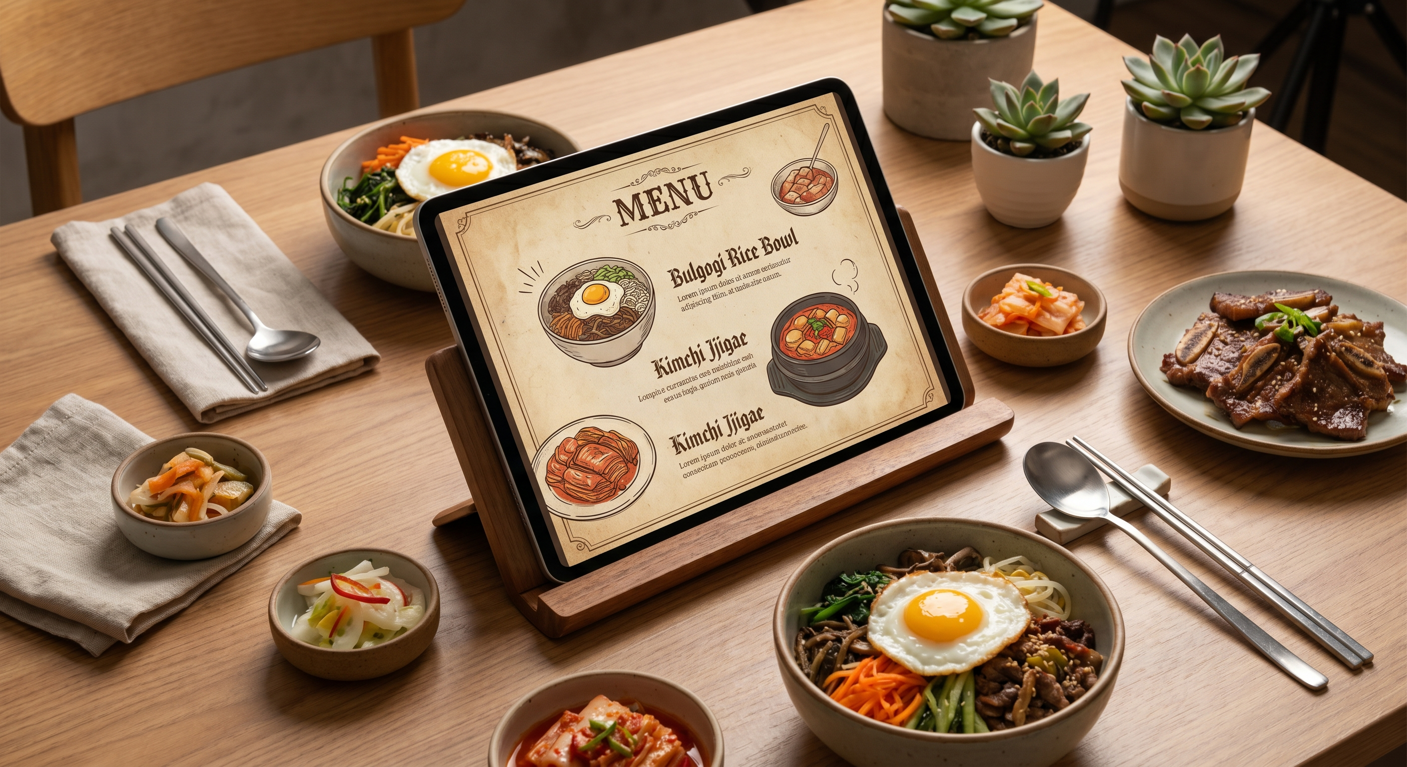 태블릿 메뉴 촬영